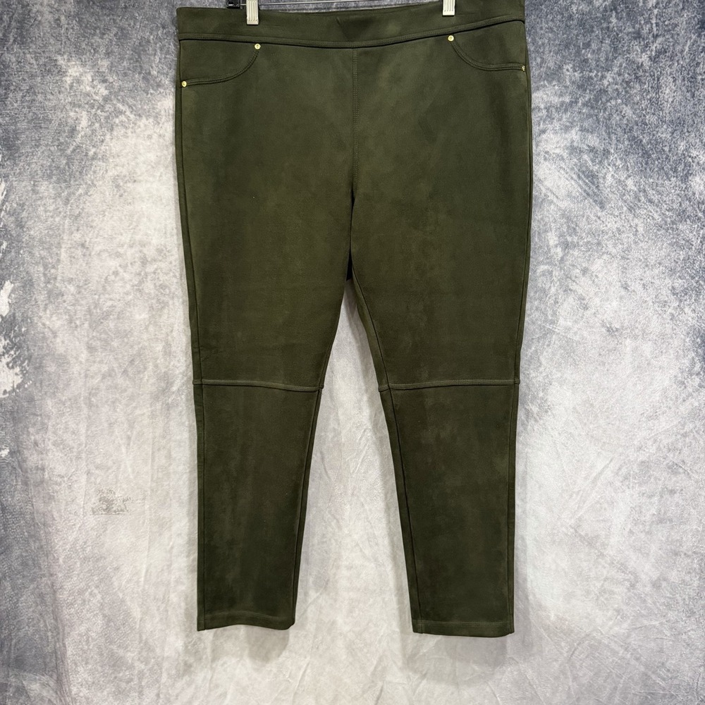Marc New York Performance Women's XL Pull On Olive Green Suede Stretch Soft